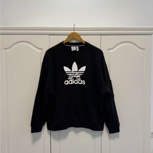 Adidas Black Crewneck with White Trefoil Logo